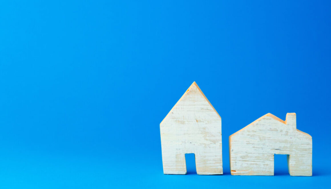 Little toy house model carved from wood