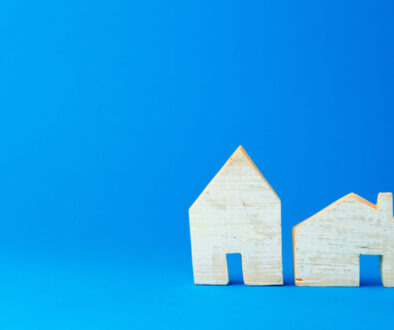Little toy house model carved from wood